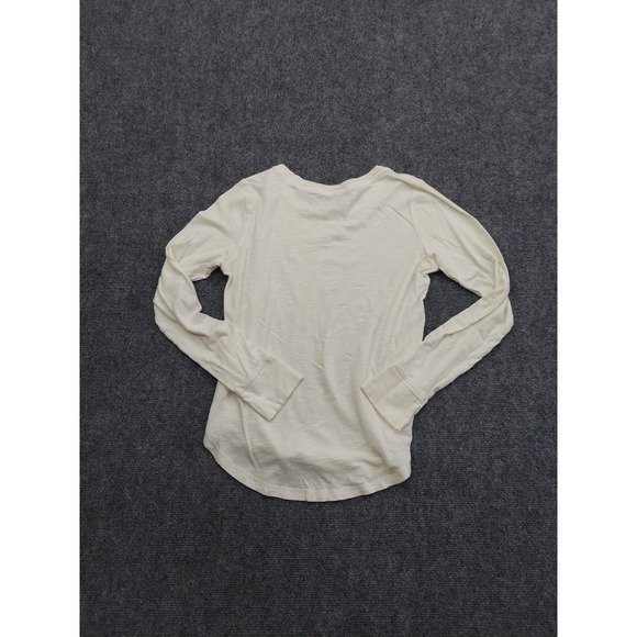 Y2K Abercrombie & Fitch Top Womens Small White Long Sleeve Stretch Crew Fitted - Picture 2 of 9